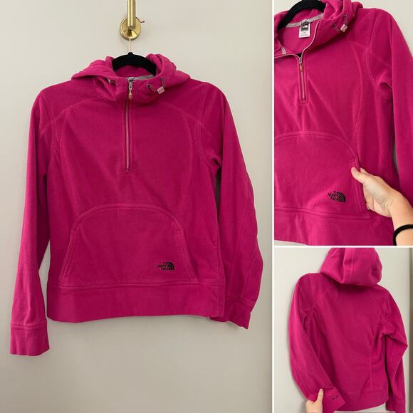 The North Face Barbie Hot Pink Outdoorsy Lounge Fleece 1/4th Zip Hoodie Jacket M - Picture 1 of 10